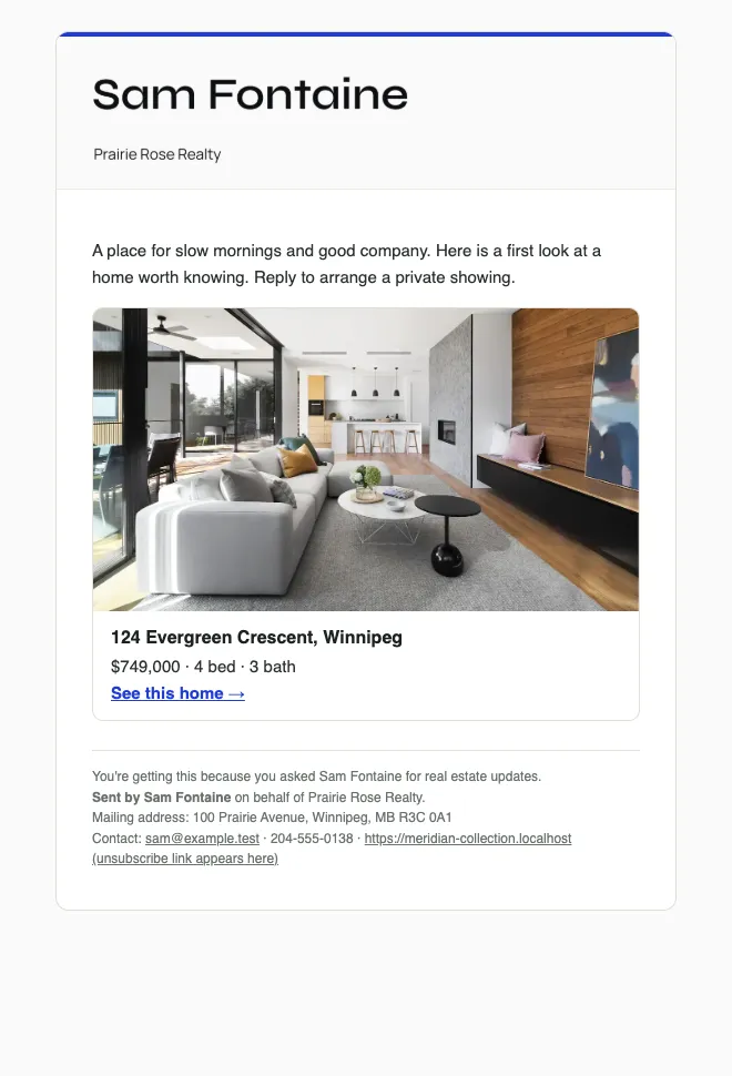 Meridian newsletters sample