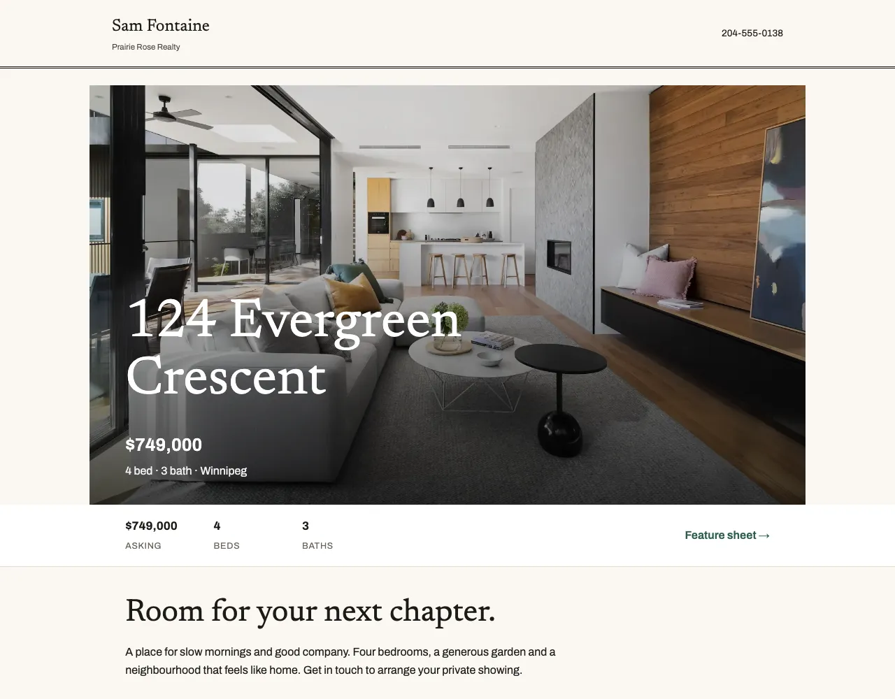 A matching Northlight single-property website