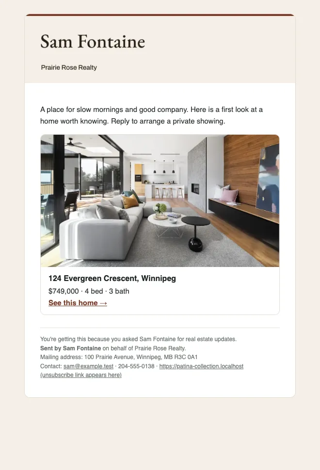 Patina newsletters sample