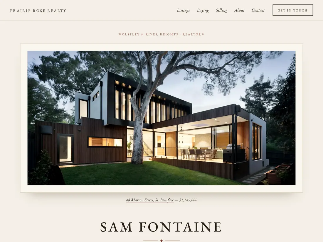 The demo site's home page on the Patina theme
